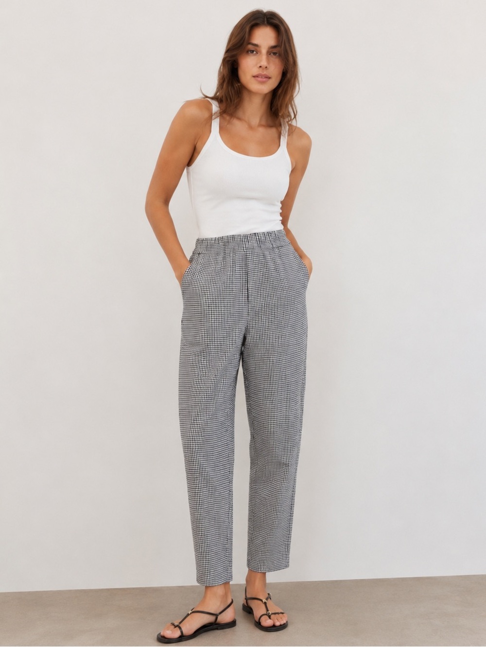 Houndstooth Pattern Slacks With Pockets